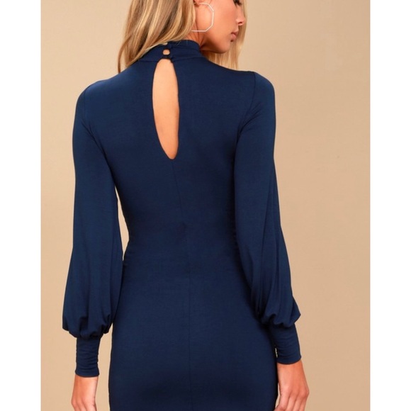midnight blue long sleeve dress